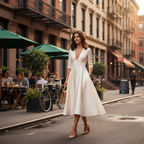 Charlotte | Women's Wedding Guest Dress With V Neckline And Short Sleeves | Elegant