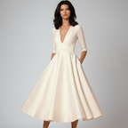 Charlotte | Women's Wedding Guest Dress With V Neckline And Short Sleeves | Elegant