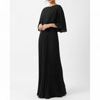 Charlotte | Women's Wedding Guest Maxi Dress With Draped Cape And Pleated Skirt | Elegant