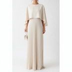 Charlotte | Women's Wedding Guest Maxi Dress With Draped Cape And Pleated Skirt | Elegant