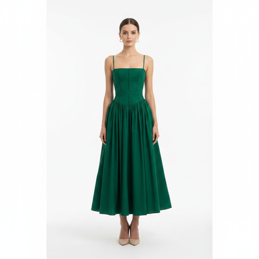 Charlotte | Women's Wedding Guest Maxi Dress With Spaghetti Straps And Pleated Skirt | Elegant