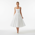 Charlotte | Women's Wedding Guest Midi Dress With Halter Neckline And Pleated Skirt | Elegant