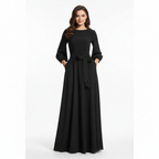 Charlotte | Women's Wedding Maxi Guest Dress With Long Sleeves And Tie Waist | Elegant