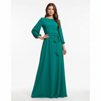 Charlotte | Women's Wedding Maxi Guest Dress With Long Sleeves And Tie Waist | Elegant