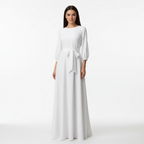 Charlotte | Women's Wedding Maxi Guest Dress With Long Sleeves And Tie Waist | Elegant