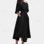 Elara | Women's Asymmetric One Shoulder Midi Long Sleeve Dress