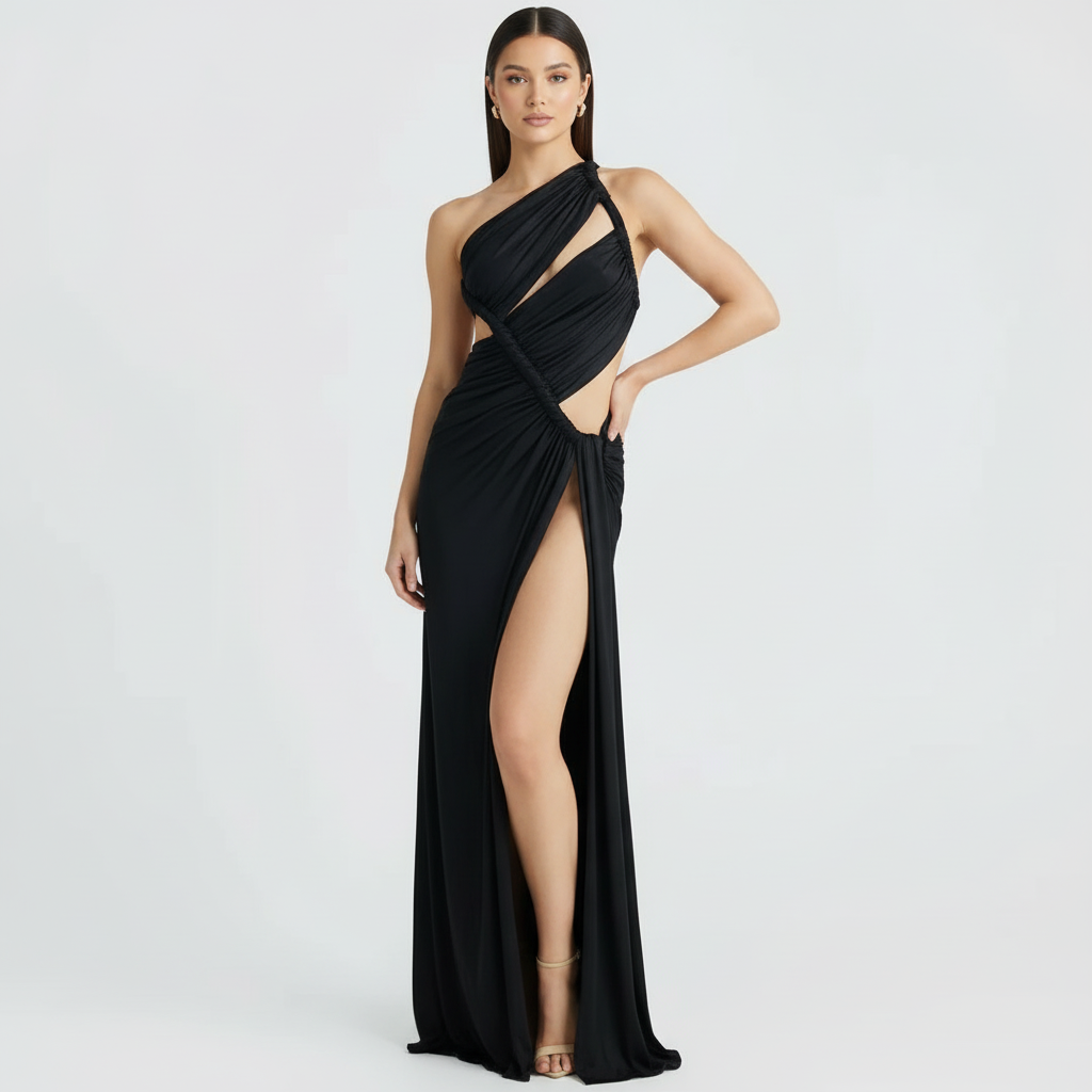 Elara | Women's Bodycon Maxi Dress With Front Slit And Sweetheart Neckline