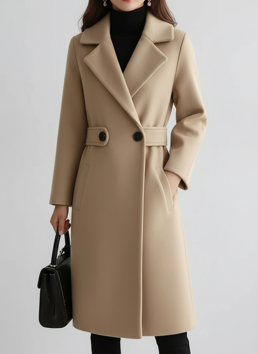 Elara | Women's Trench Coat With Classic Double Breasted Design And Belt