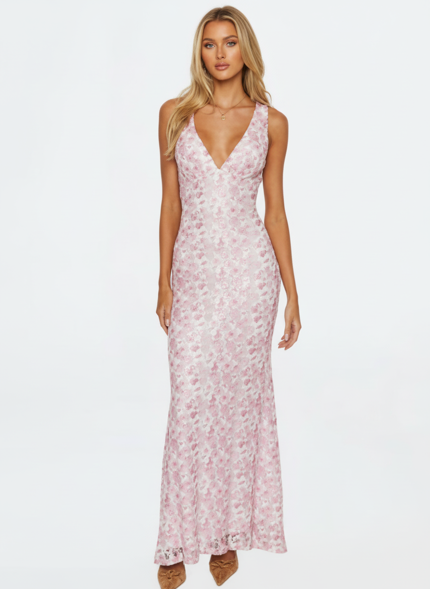 Elara | Women's Wedding Guest Dress With V Neck And Twisted Waist Detail