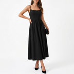 Elina | Women’s Formal Midi Dress With Spaghetti Straps And Square Neckline | Elegant Maxi