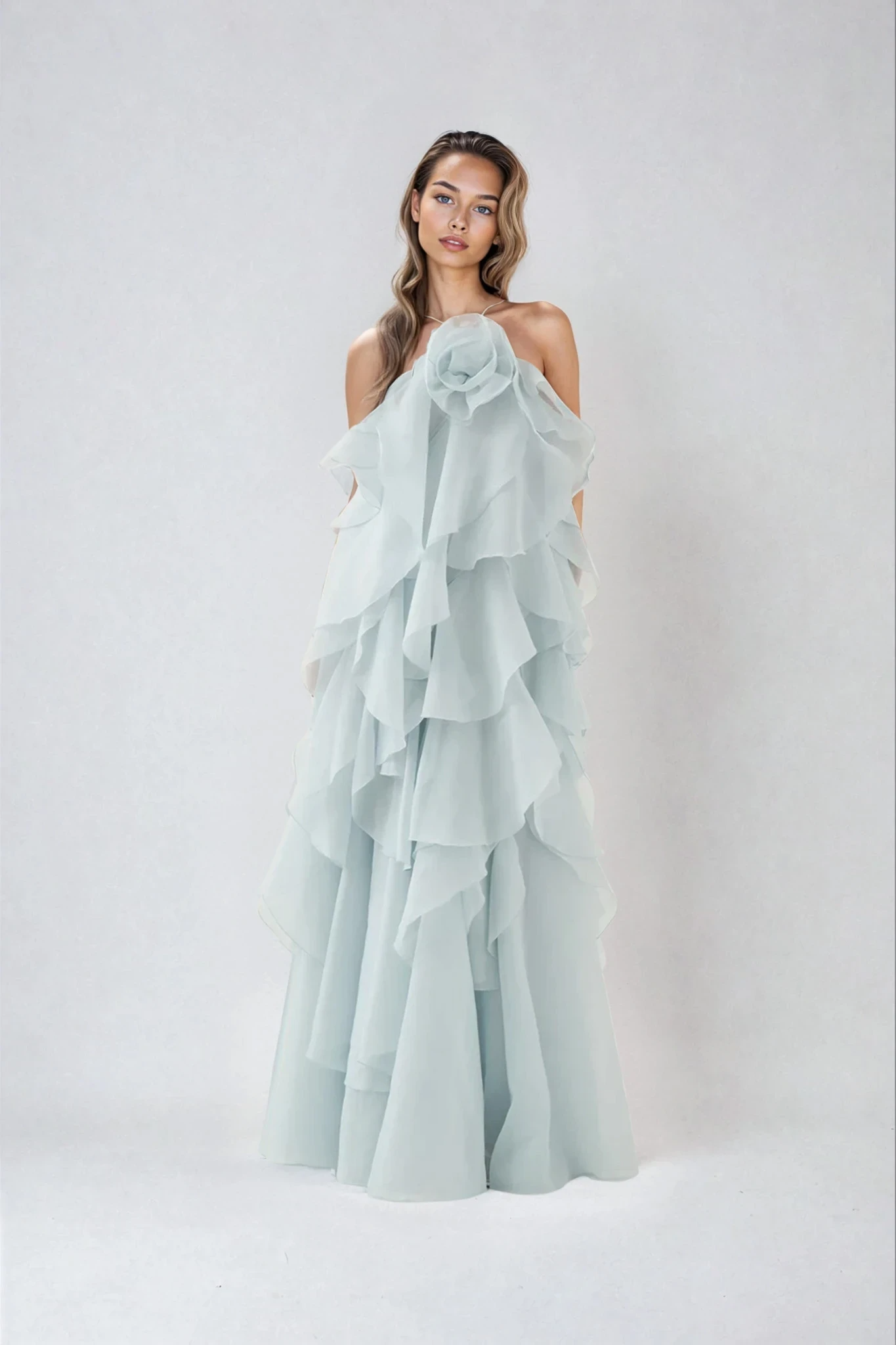 Elira | Women's Wedding Guest Dress With Strapless Bodice And Tiered Ruffles