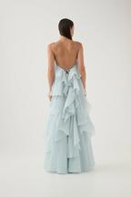 Elira | Women's Wedding Guest Dress With Strapless Bodice And Tiered Ruffles