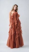 Elira | Women's Wedding Guest Dress With Strapless Bodice And Tiered Ruffles