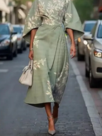 Elowen | Women's Floral Dress With Cape Sleeves And Tie Waist