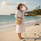 Emma | Women's Beach Bag With Woven Texture And Crossbody Strap | Casual