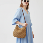 Emma | Women's Beach Bag With Woven Texture And Crossbody Strap | Casual
