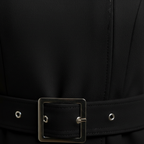 Emma | Women's Black Midi Dress With High Neck And Belted Waist | Elegant