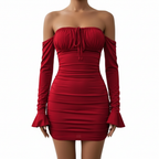 Emma | Women's Bodycon Mini Dress With Ruched Detail And Off-Shoulder Neckline | Chic