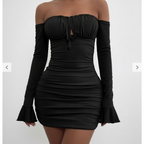 Emma | Women's Bodycon Mini Dress With Ruched Detail And Off-Shoulder Neckline | Chic