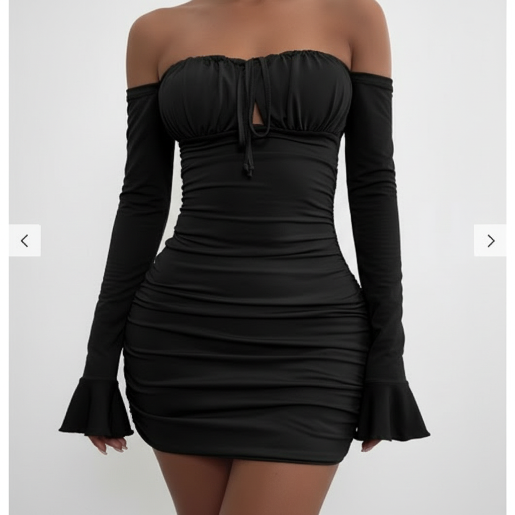 Emma | Women's Bodycon Mini Dress With Ruched Detail And Off-Shoulder Neckline | Chic