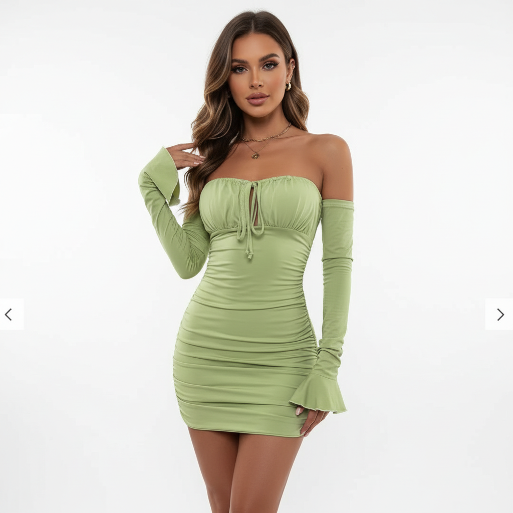Emma | Women's Bodycon Mini Dress With Ruched Detail And Off-Shoulder Neckline | Chic