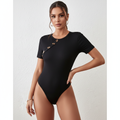 Emma | Women's Bodysuit With Asymmetric Neckline And Gold Buttons | Chic