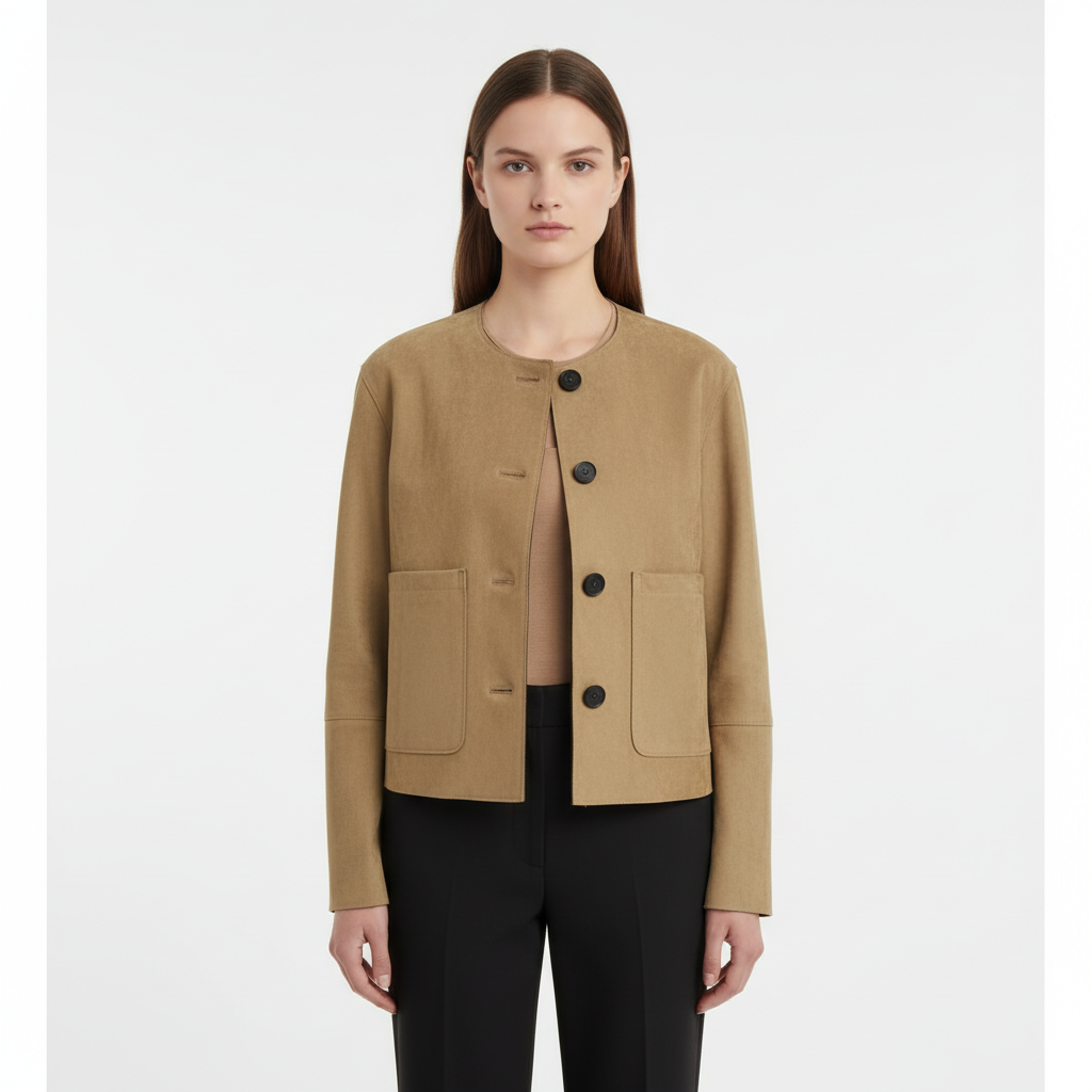 Emma | Women's Bomber Jacket With Front Buttons And Patch Pockets | Minimalist