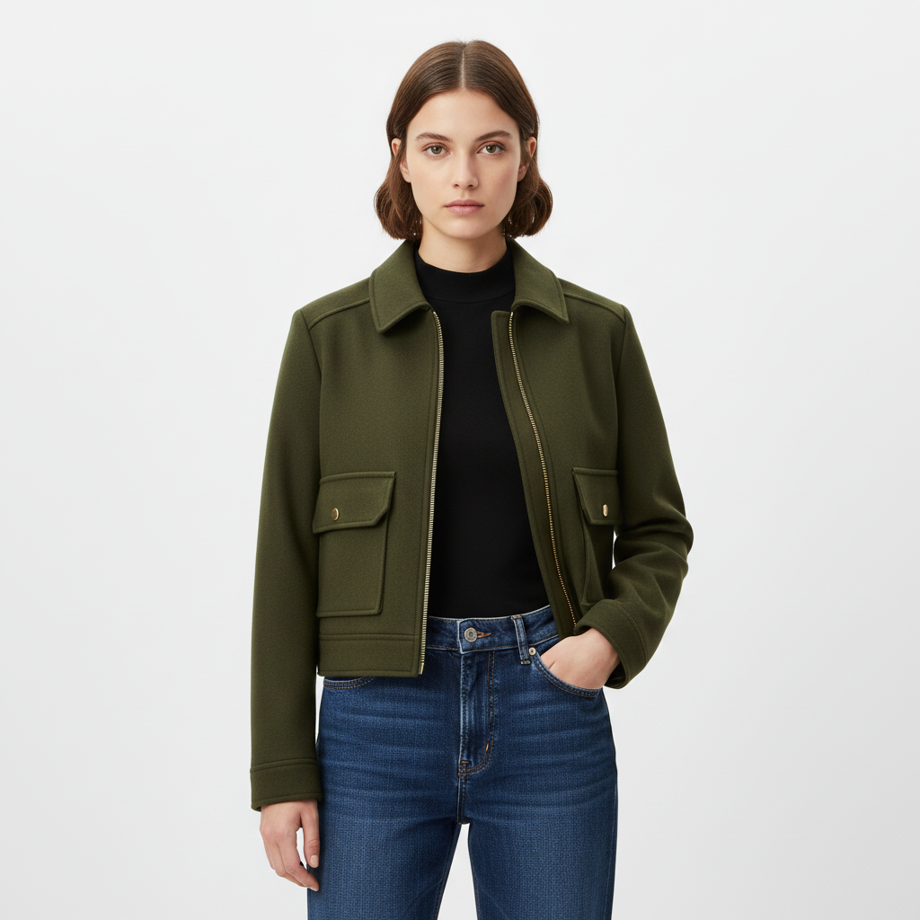 Emma | Women's Bomber Jacket With Zip Closure And Front Pockets | Casual