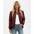 Emma | Women's Bomber Jacket With Zip Closure And Sleeve Pocket | Casual