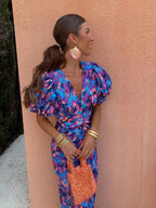 Emma | Women's Cocktail Dress With Puff Sleeves And V-Neckline