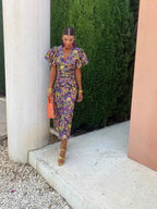 Emma | Women's Cocktail Dress With Puff Sleeves And V-Neckline