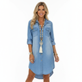 Emma | Women's Denim Dress With Long Sleeves And Button Closure | Casual