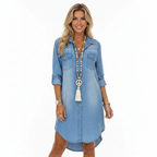 Emma | Women's Denim Dress With Long Sleeves And Button Closure | Casual