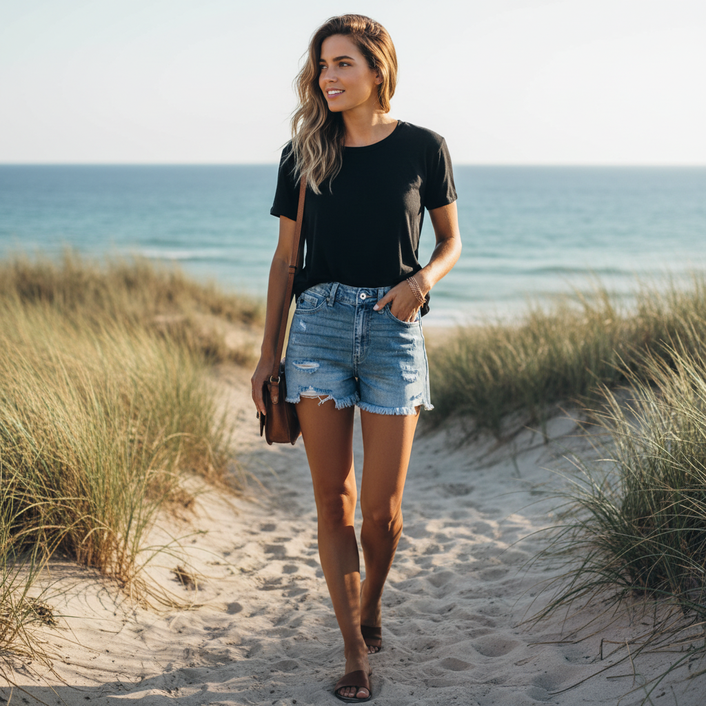 Emma | Women's Denim Shorts With Distressed Detail And Frayed Hem | Casual