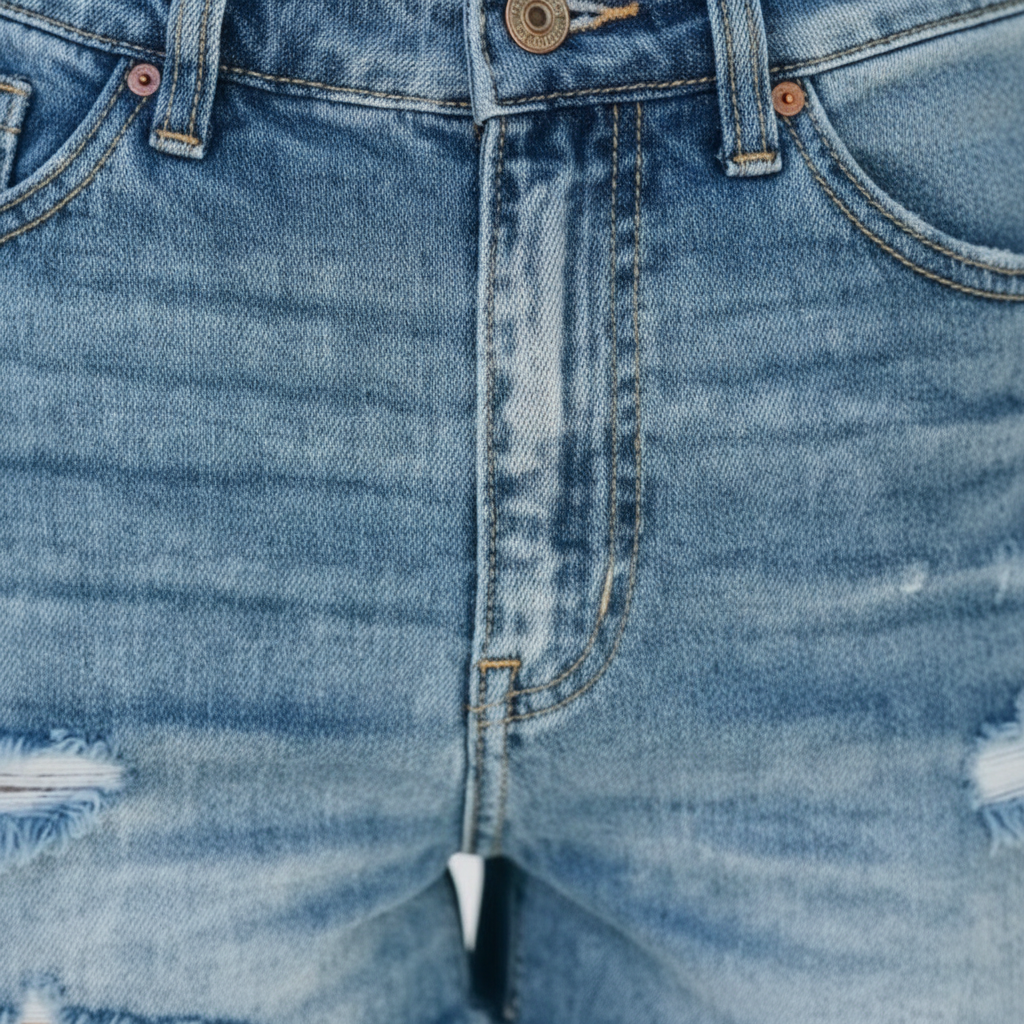 Emma | Women's Denim Shorts With Distressed Detail And Frayed Hem | Casual