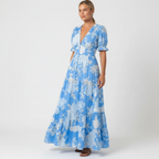 Emma | Women's Floral Maxi Dress With V-Neck And Short Sleeves | Casual