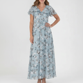 Emma | Women's Floral Maxi Dress With V-Neck And Short Sleeves | Elegant