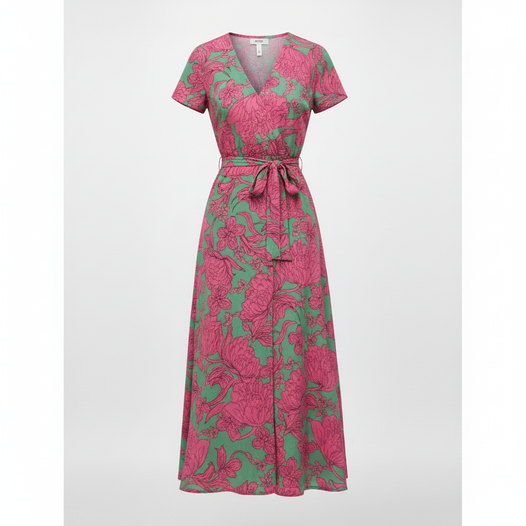 Emma | Women's Graduation Midi Dress With V-Neckline And Wrap Waist | Elegant