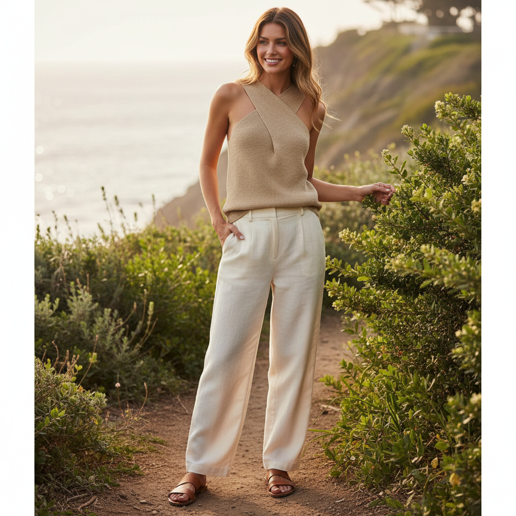 Emma | Women's Halter Top With Cross Neckline And Sleeveless Design | Minimalist