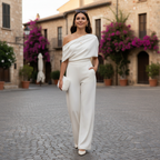 Emma | Women's Jumpsuit With Asymmetric Neckline And Wide Leg Fit | Elegant