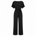 Emma | Women's Jumpsuit With Short Sleeves And Waist Tie Detail | Minimalist