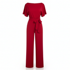 Emma | Women's Jumpsuit With Short Sleeves And Waist Tie Detail | Minimalist