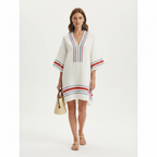 Emma | Women's Knee Length Mini Dress With Pleated Skirt And V-Neck | Elegant