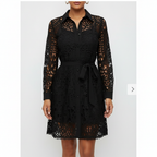 Emma | Women's Mini Lace Dress With Long Sleeves And Waist Tie Detail | Chic