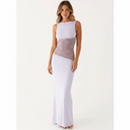 Emma | Women's Lace Maxi Dress With Sleeveless Design And Sheer Lace Panel | Elegant