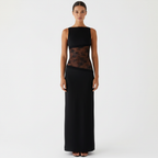 Emma | Women's Lace Maxi Dress With Sleeveless Design And Sheer Lace Panel | Elegant