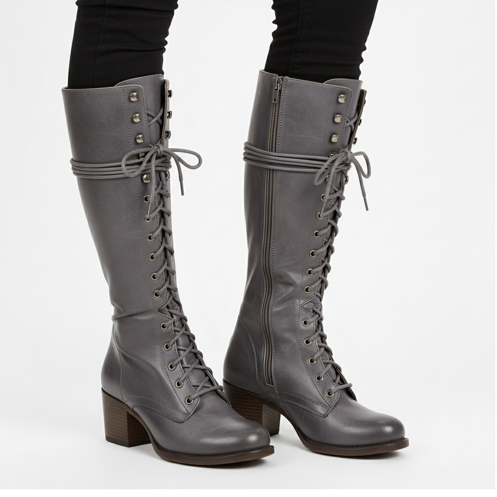 Emma | Women's Lace-Up Boots With Block Heel And Lace Closure | Vintage