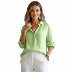 Emma | Women's Linen Blouse With Button Placket And Long Sleeves | Casual