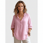 Emma | Women's Linen Blouse With Button Placket And Long Sleeves | Casual