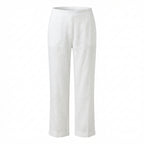 Emma | Women’s Linen Trousers With Straight Leg Silhouette And Side Pockets | Relaxed